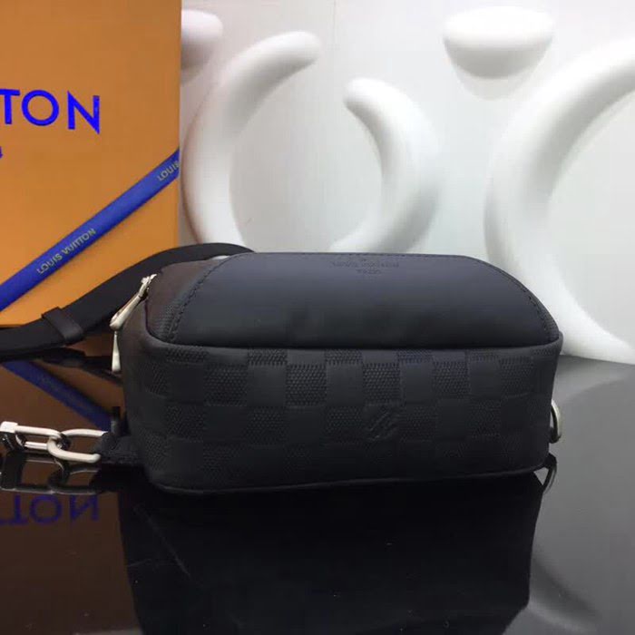 路易威登LV頂級原單N41720 AVENUE 單肩包 Damier Infini牛皮鑲飾 緞面磨砂銀色金屬件 YDH1579